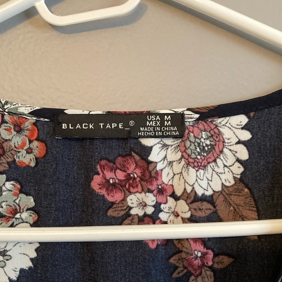 Black Tape Pink and Blue Long Sleeve V-Neck Sundress - Picture 2 of 16